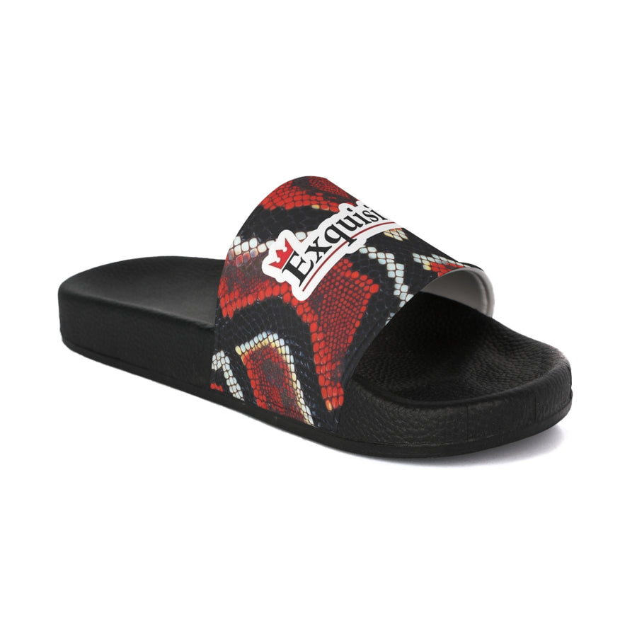 Men's Slide Sandals — Red Snake Print 'Exquisite 24' Luxury Pool Slides