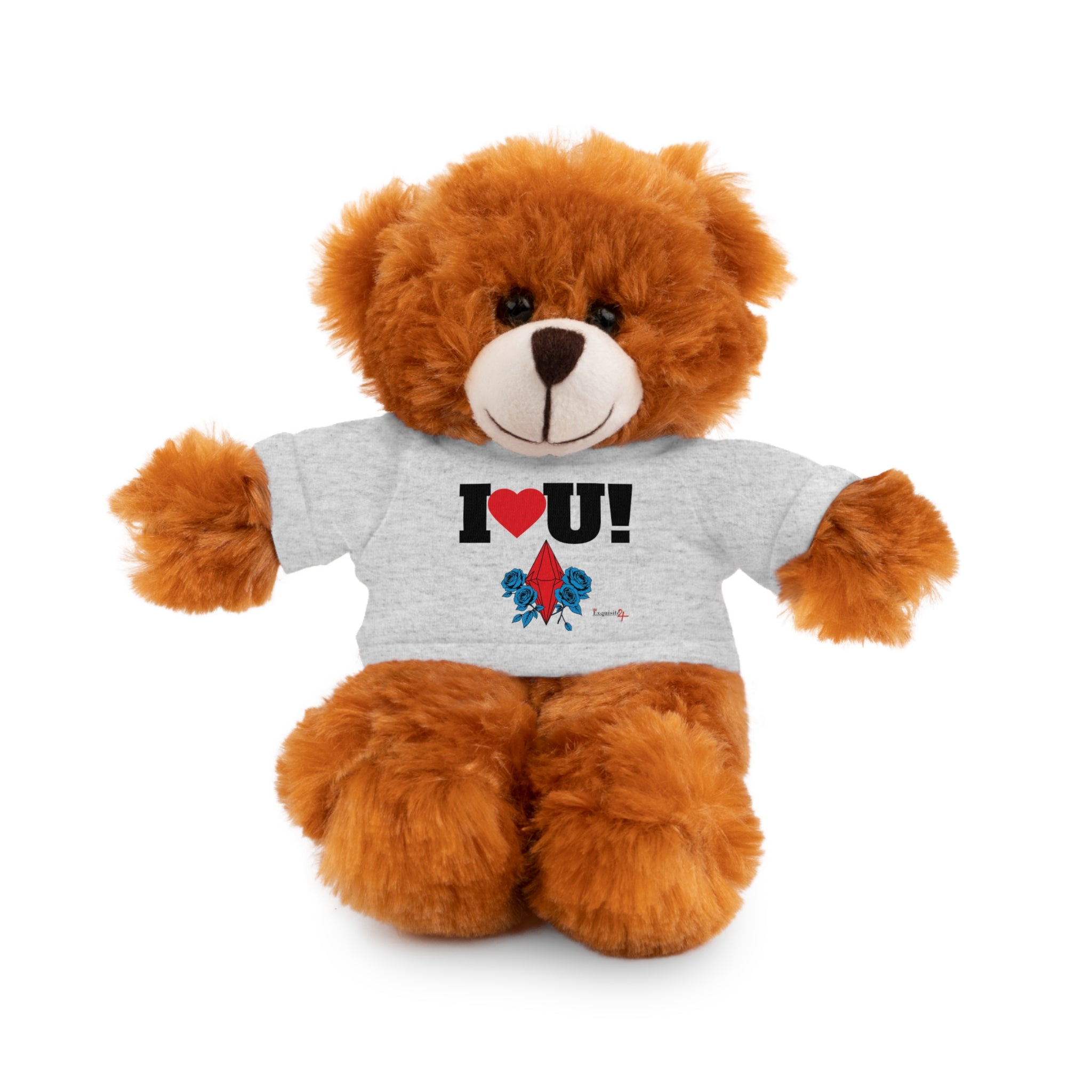 Plush Bear with Branded Tee – Red Diamond and Blue Roses Teddy