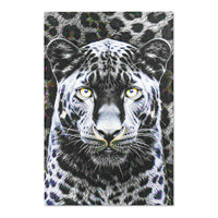 Leopard Portrait Area Rug — Bold Black & White Animal Print Accent Rug