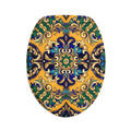 Mediterranean Tile Toilet Seat & Rug Set — 3-Piece Bathroom Decor