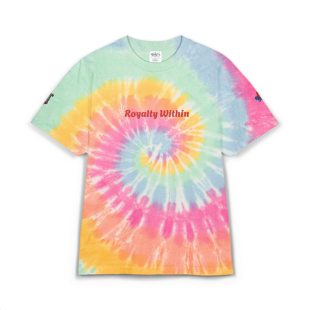 Tie-Dye Spiral 'Royal Within' Embroidered T-Shirt
