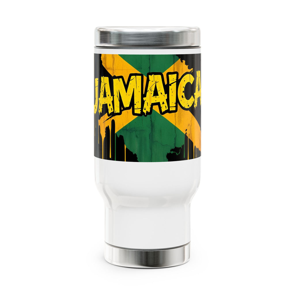 Jamaica Flag Stainless Steel Travel Mug – 14oz Insulated Coffee Tumbler with Handle