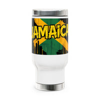 Jamaica Flag Stainless Steel Travel Mug – 14oz Insulated Coffee Tumbler with Handle