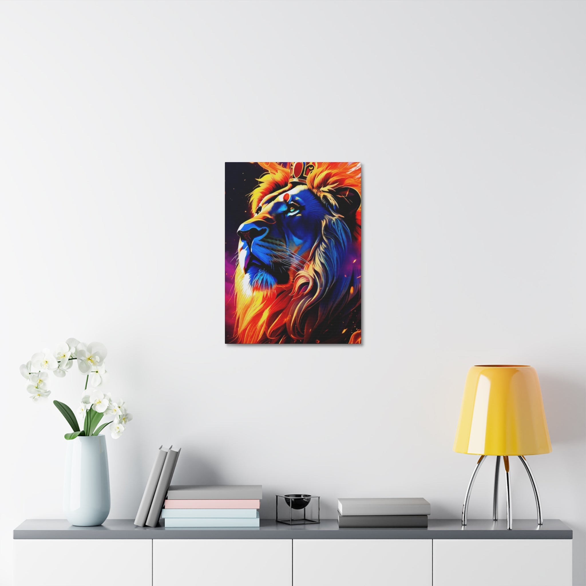 Celestial Majesty Canvas Wall Art — Royal Lion Stretched Canvas