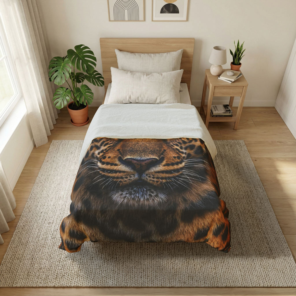 Exquisite 24 Leopard Face Cotton Duvet Cover — Bold Safari Animal Print Bedding