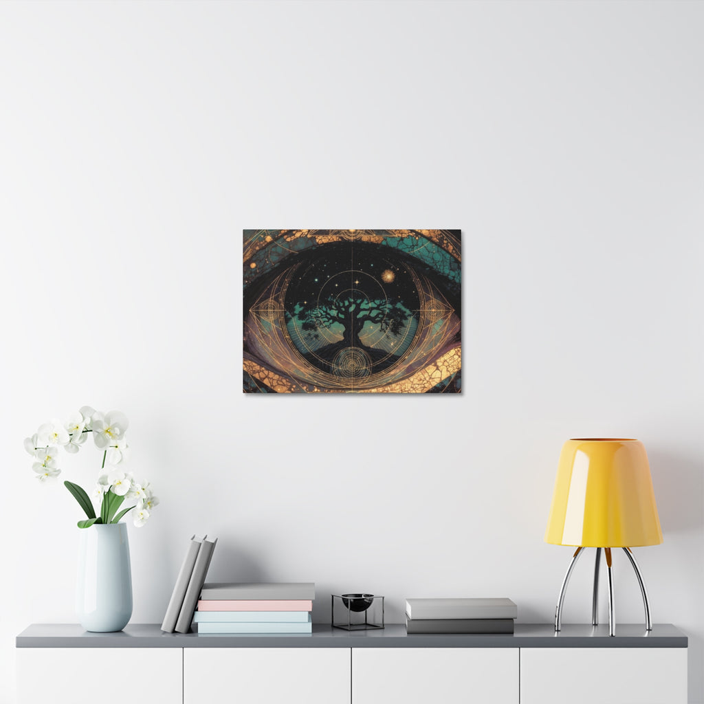 Mystic Tree of Life Stretched Canvas – Spiritual Cosmic Wall Art