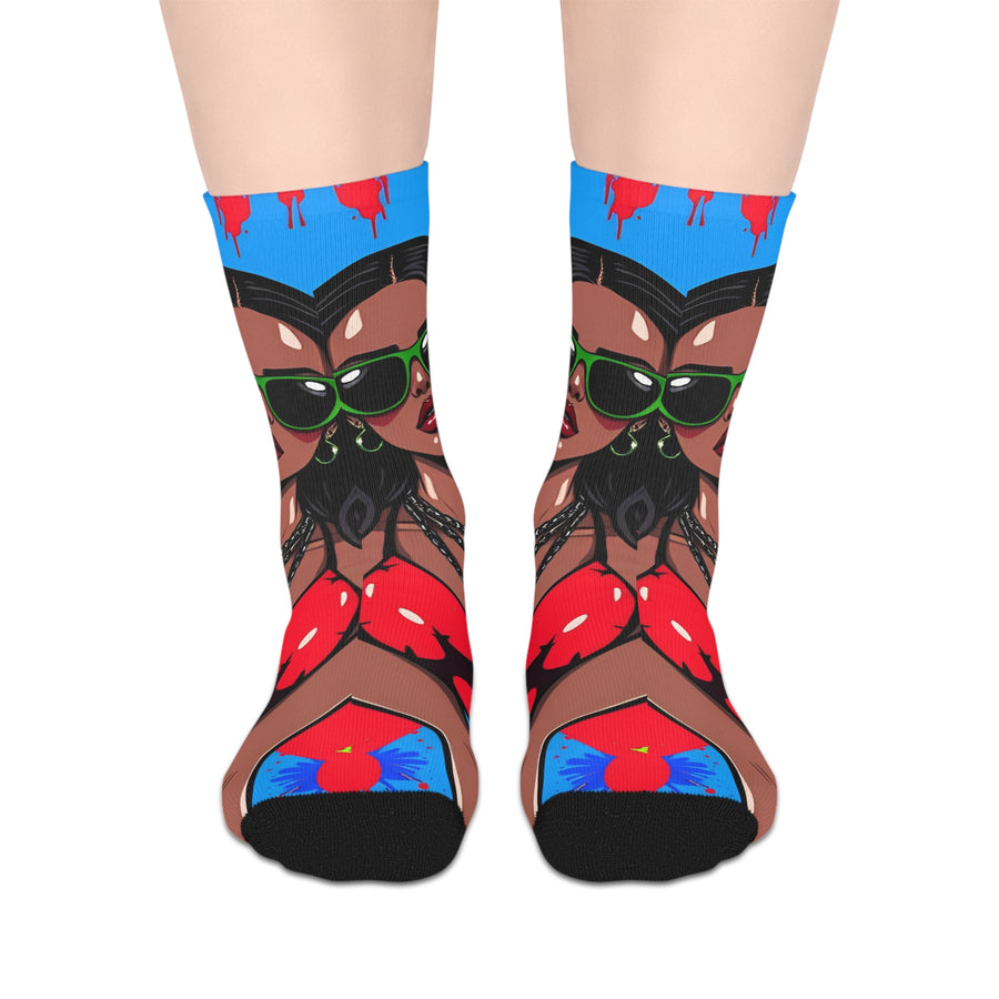 Sunglasses Diva Pop Art Mid-Calf Socks