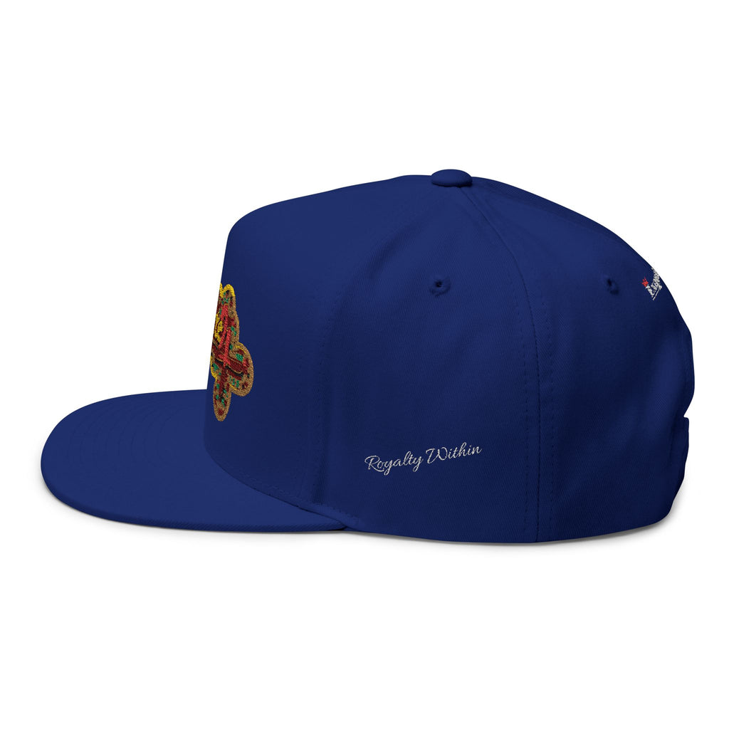 Embroidered 'Exquisite 24' Flat Bill Cap — Kente-Inspired Patch Snapback
