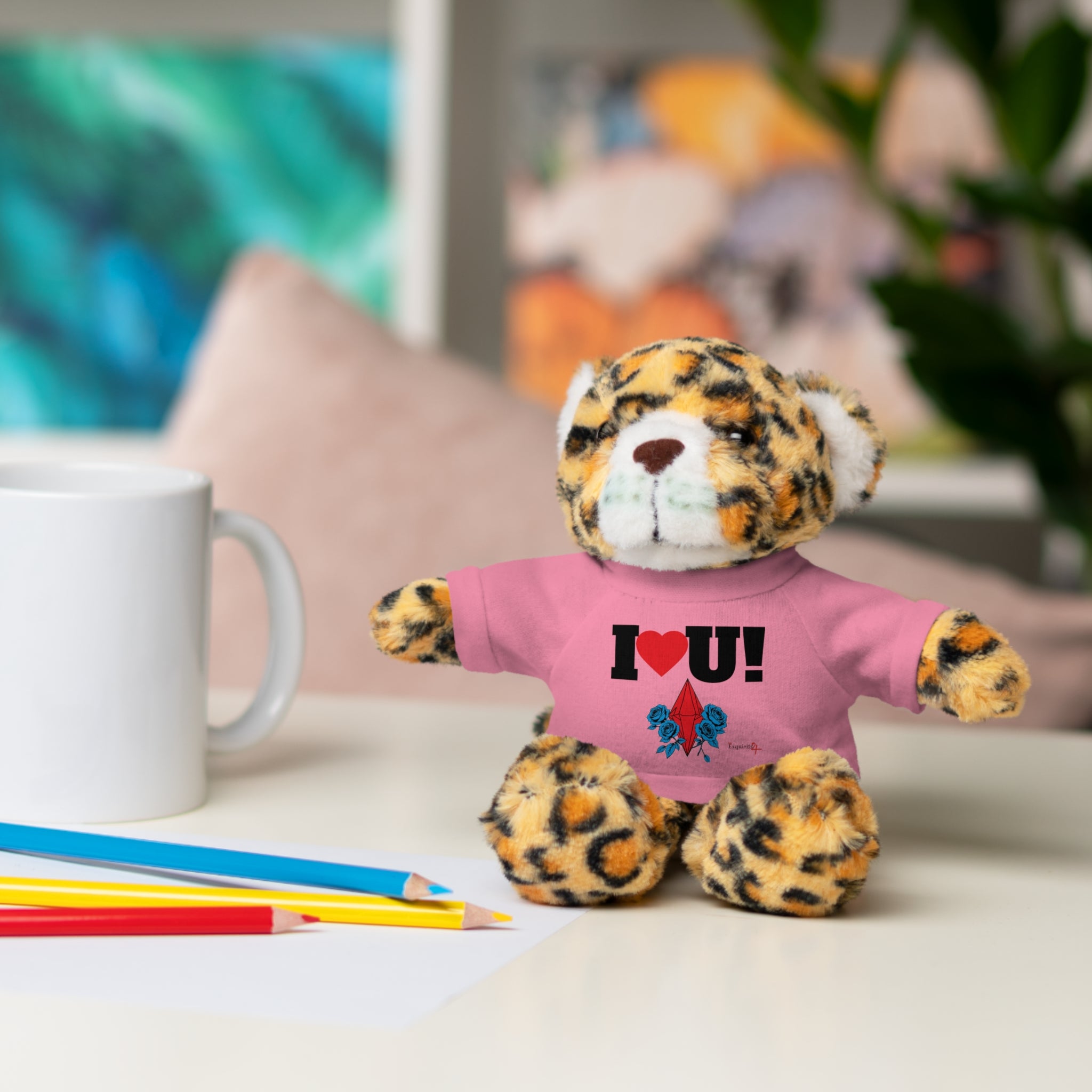 Plush Bear with Branded Tee – Red Diamond and Blue Roses Teddy