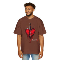 Oversized Graphic Tee — Bleeding Heart with Sword Design