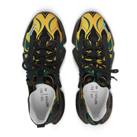 Women's Mesh Sneakers — Bold Abstract Green & Gold Athletic Shoes