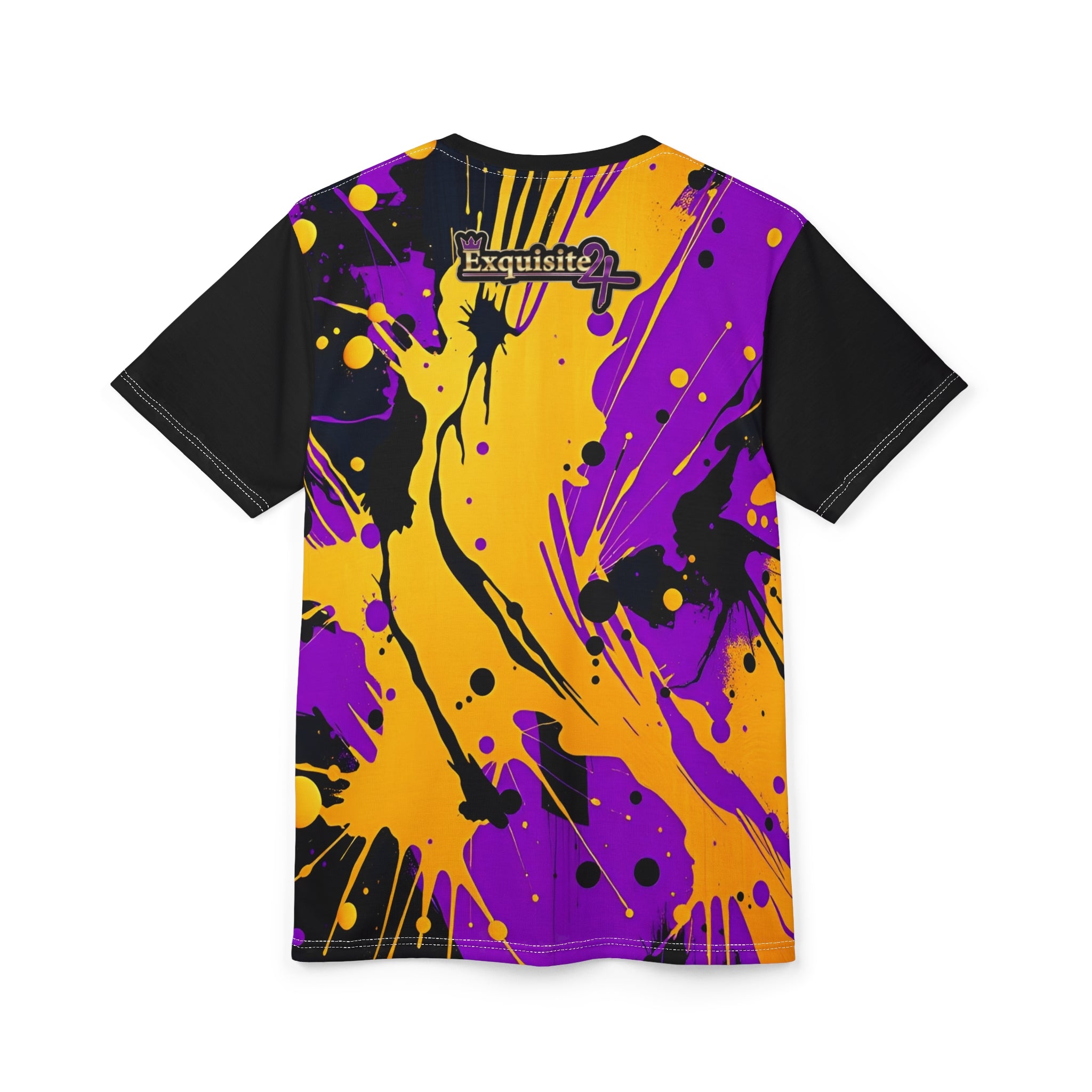 Exquisite 24 Purple & Yellow Paint-Splash All-Over Print Tee