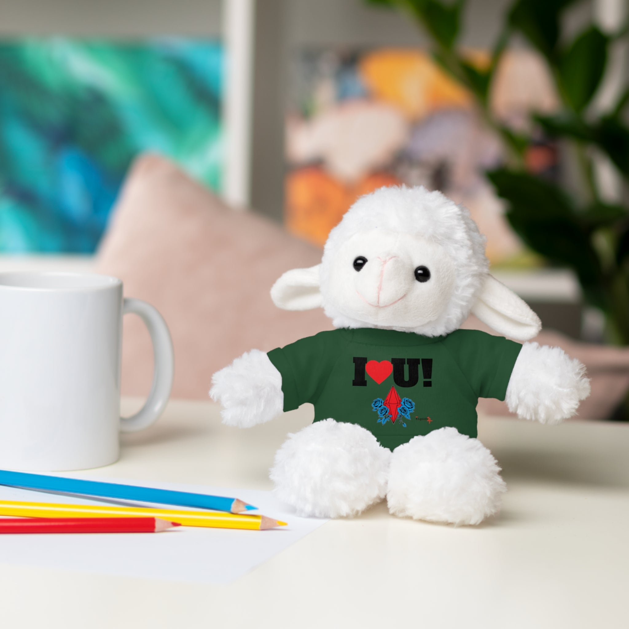 Plush Bear with Branded Tee – Red Diamond and Blue Roses Teddy