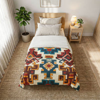 Boho Geometric Cotton Comforter — Southwestern Aztec Pattern Bedspread