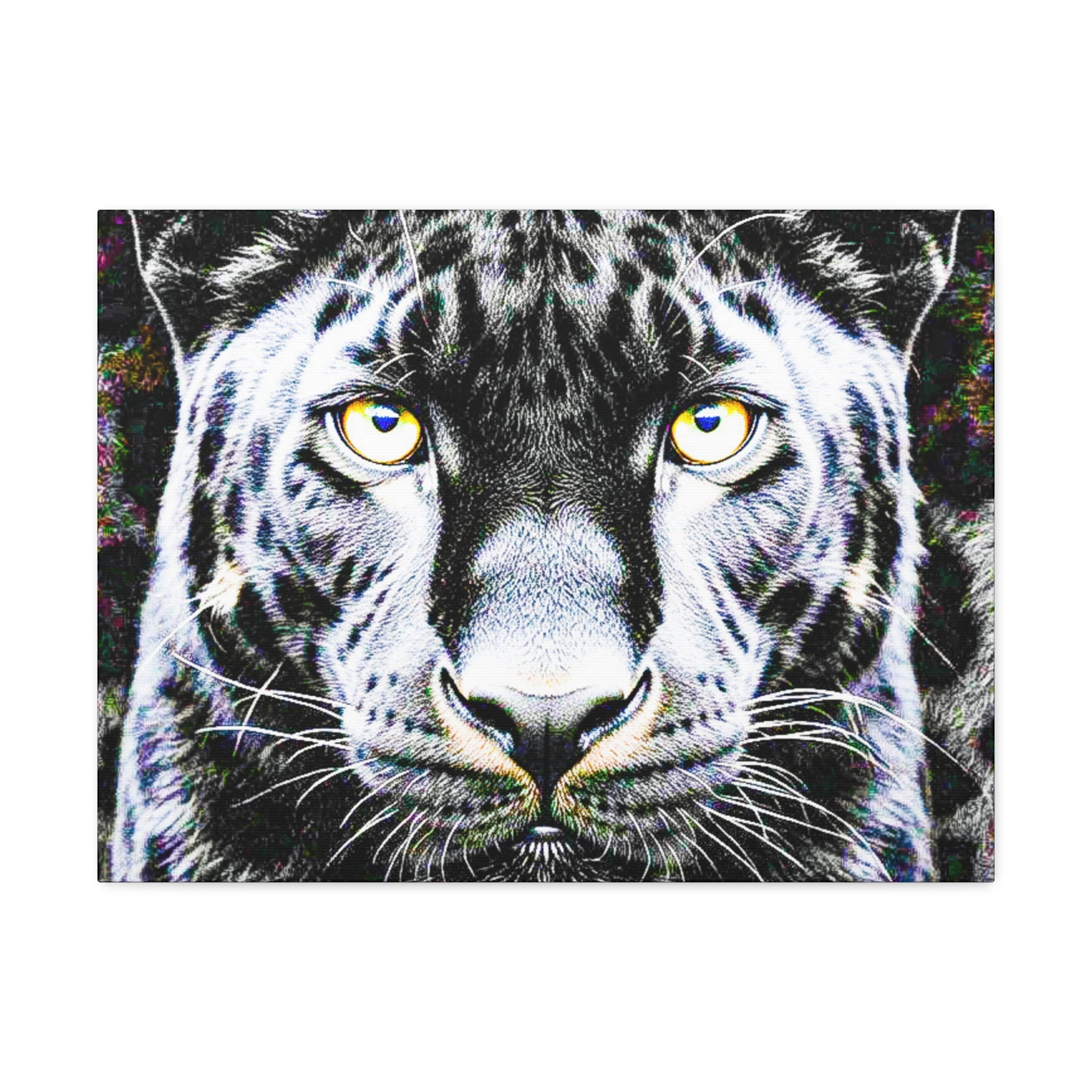 Leopard Portrait Stretched Canvas — Snow Leopard Wall Art with Yellow Eyes
