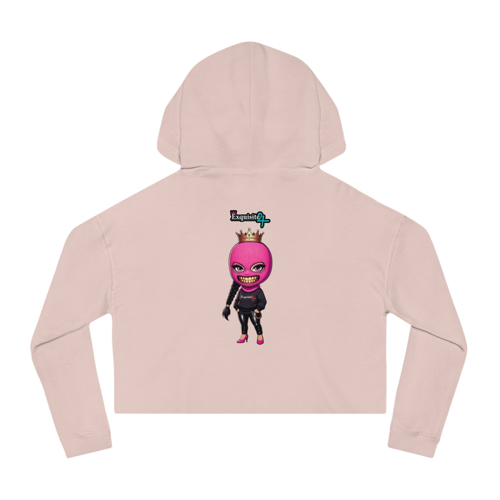 Cropped Hoodie — Exquisite 24 Pink Masked Character Graphic