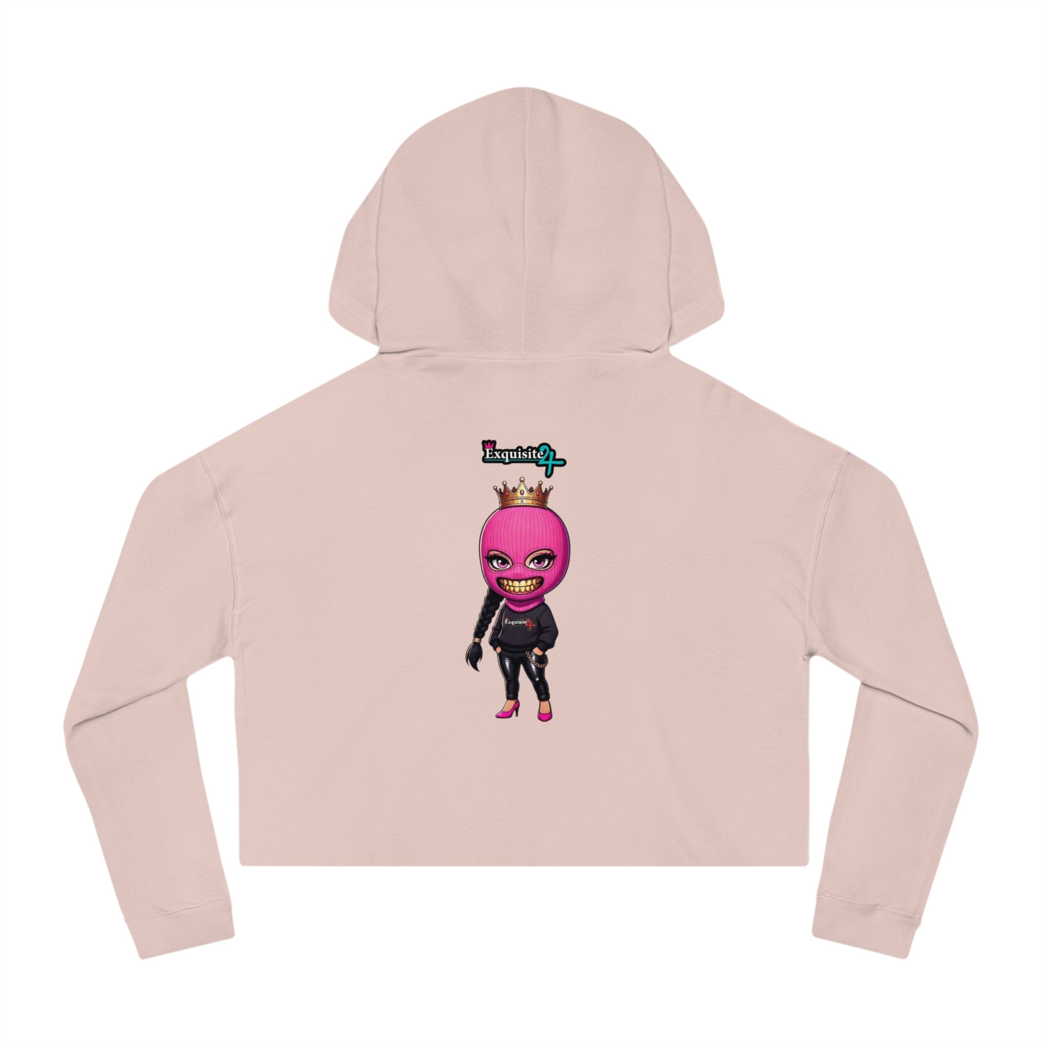 Cropped Hoodie — Exquisite 24 Pink Masked Character Graphic
