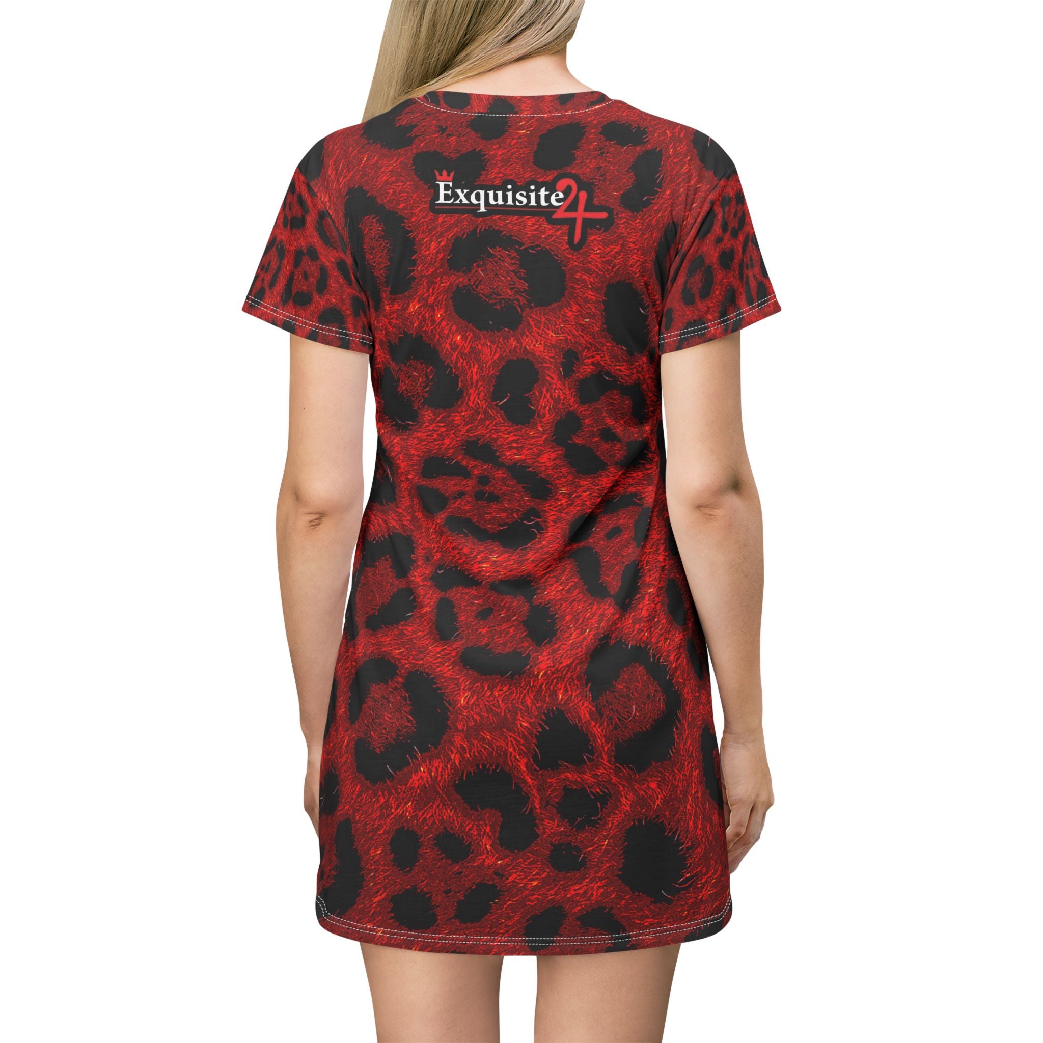 Exquisite 24 Red Leopard Grillz Graphic T-Shirt Dress