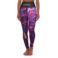 Purple Lava High-Waist Yoga Leggings — Abstract Cracked Rock AOP