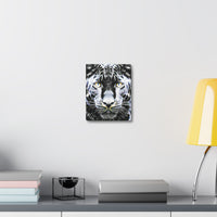 Leopard Portrait Stretched Canvas — Snow Leopard Wall Art with Yellow Eyes