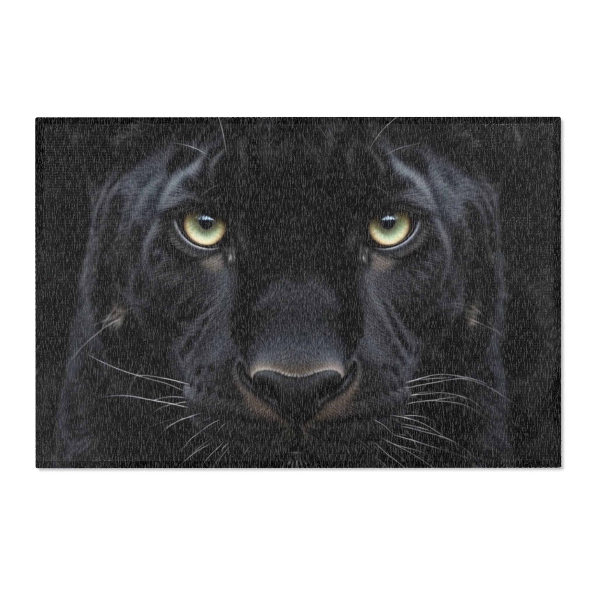 Black Panther Area Rug — Realistic Panther Face Decorative Accent Rug