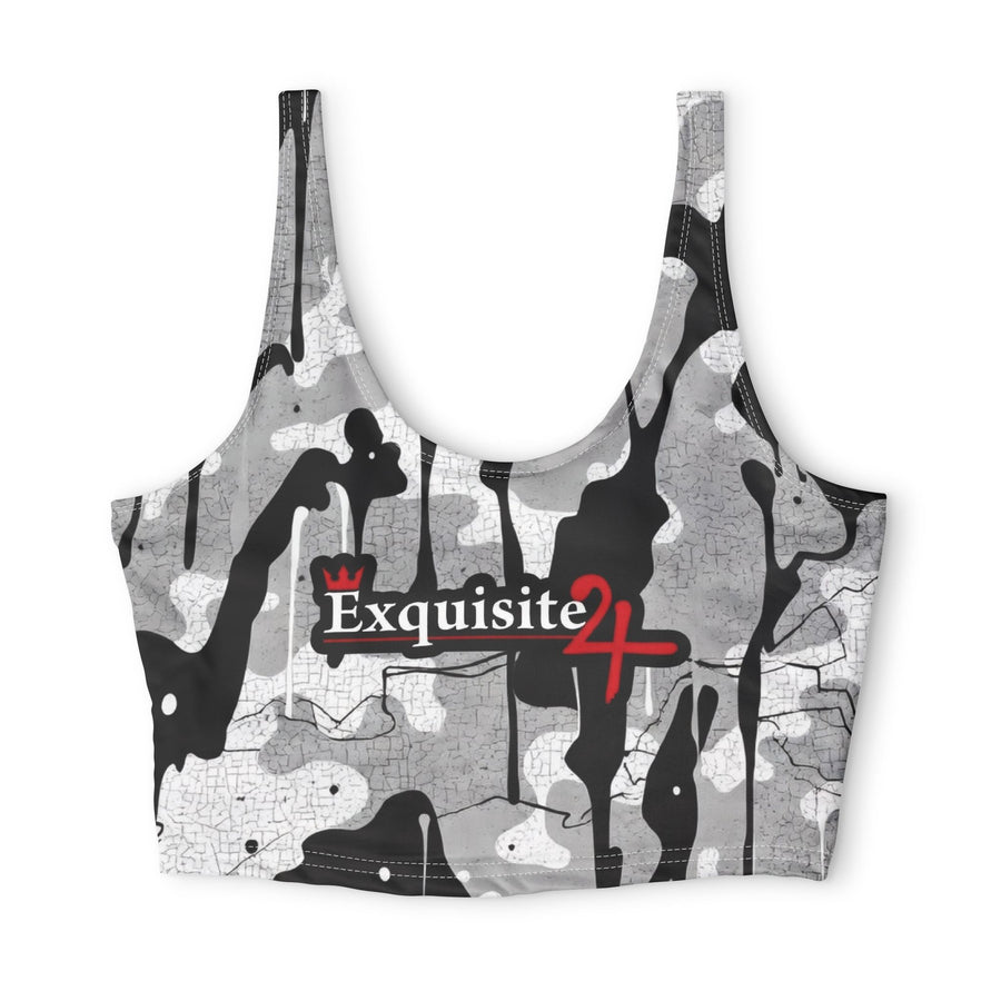 Camo 'Exquisite 24' Sports Bra — Black & Gray All-Over Print