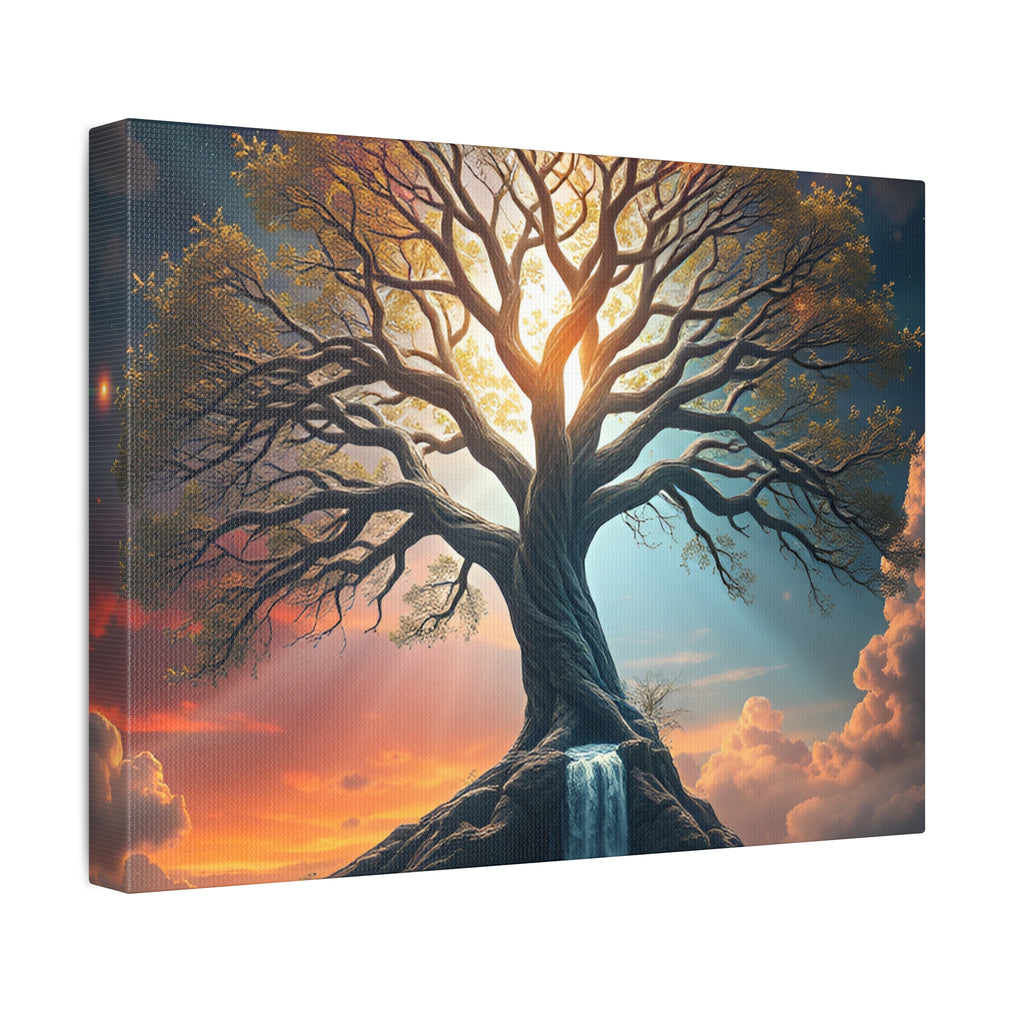 Tree of Light Stretched Canvas Wall Art – Inspirational Fantasy Landscape