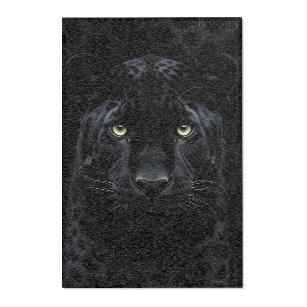 Black Panther Area Rug — Realistic Panther Face Decorative Accent Rug