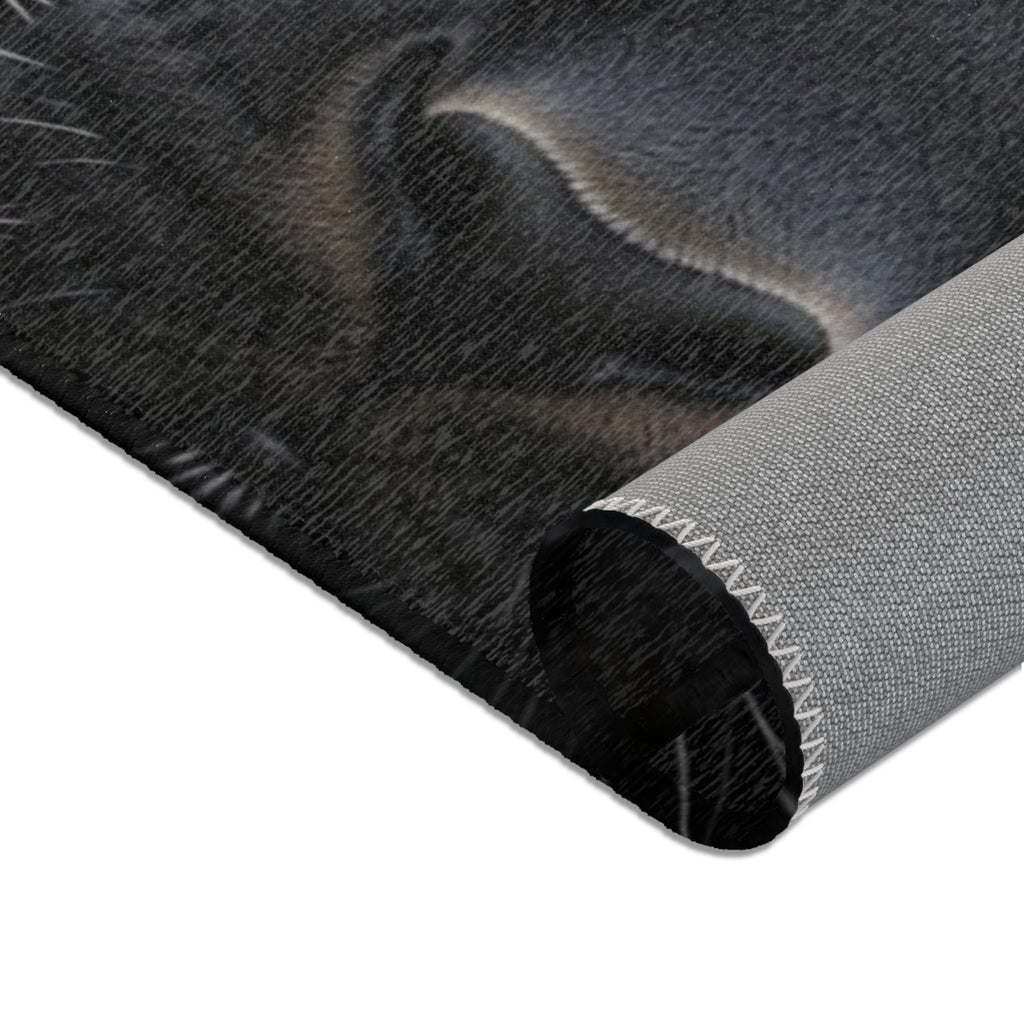 Black Panther Area Rug — Realistic Panther Face Decorative Accent Rug