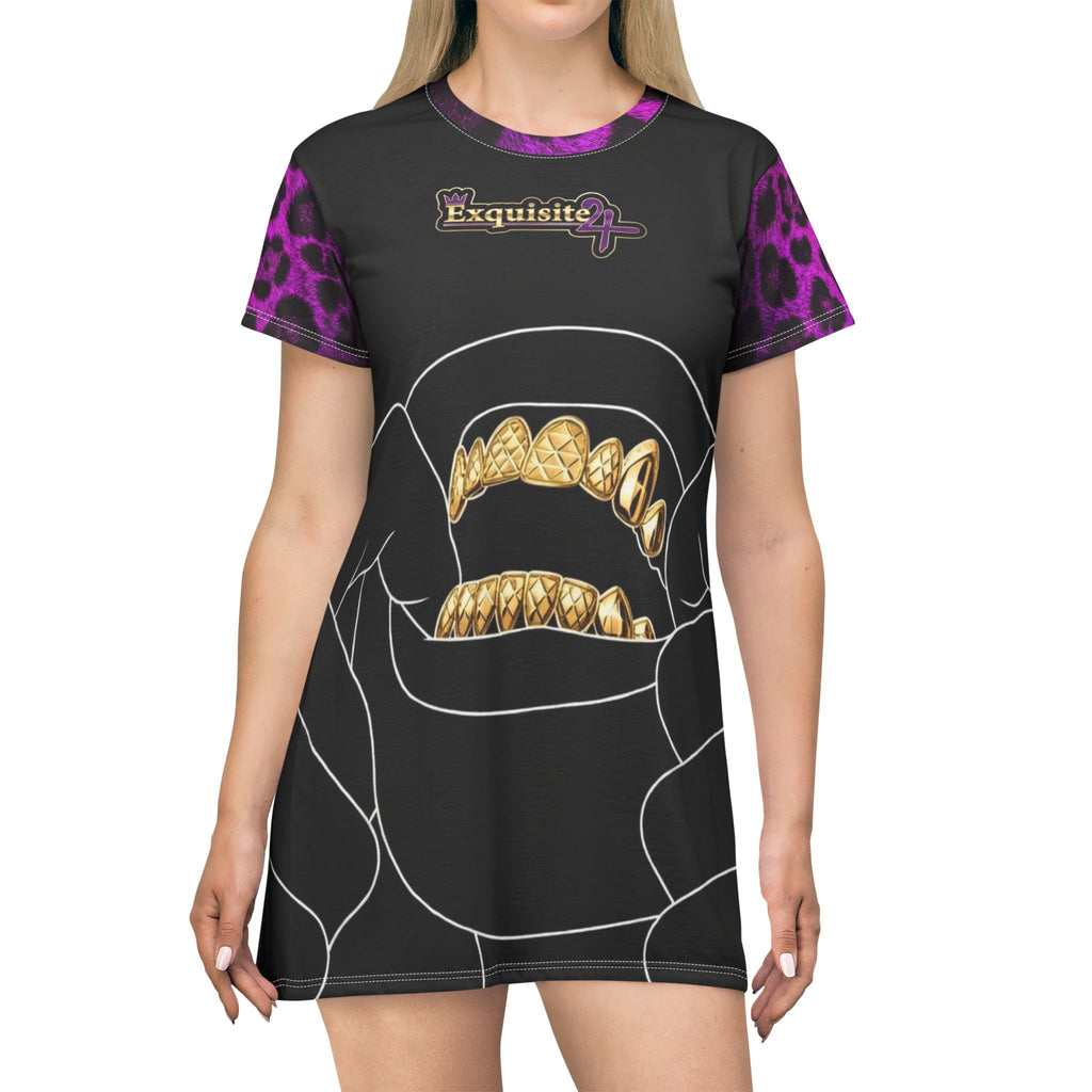 Leopard Grillz T-Shirt Dress — Purple Leopard