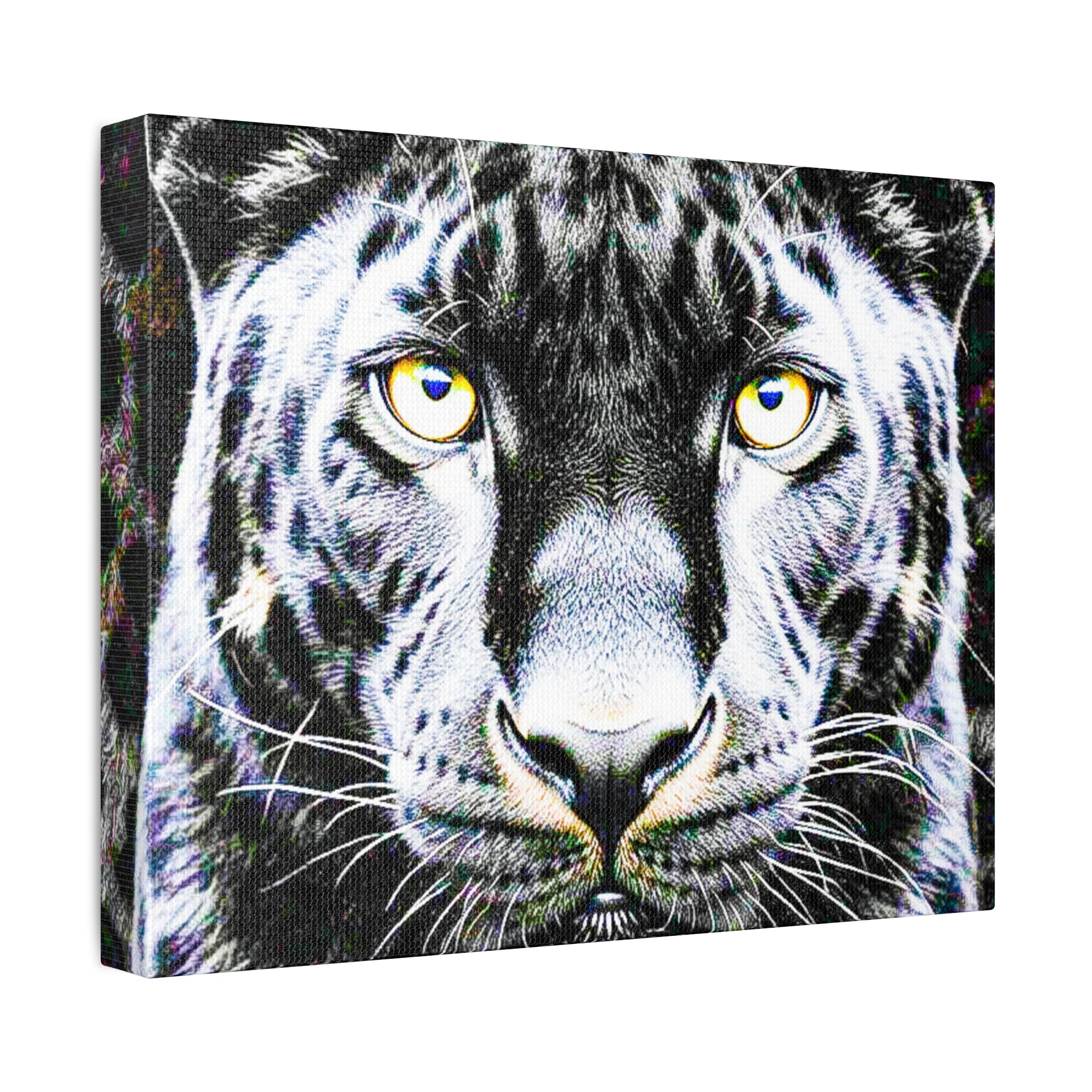 Leopard Portrait Stretched Canvas — Snow Leopard Wall Art with Yellow Eyes