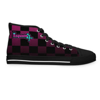 Women's Pink & Black Checkerboard High Top Sneakers