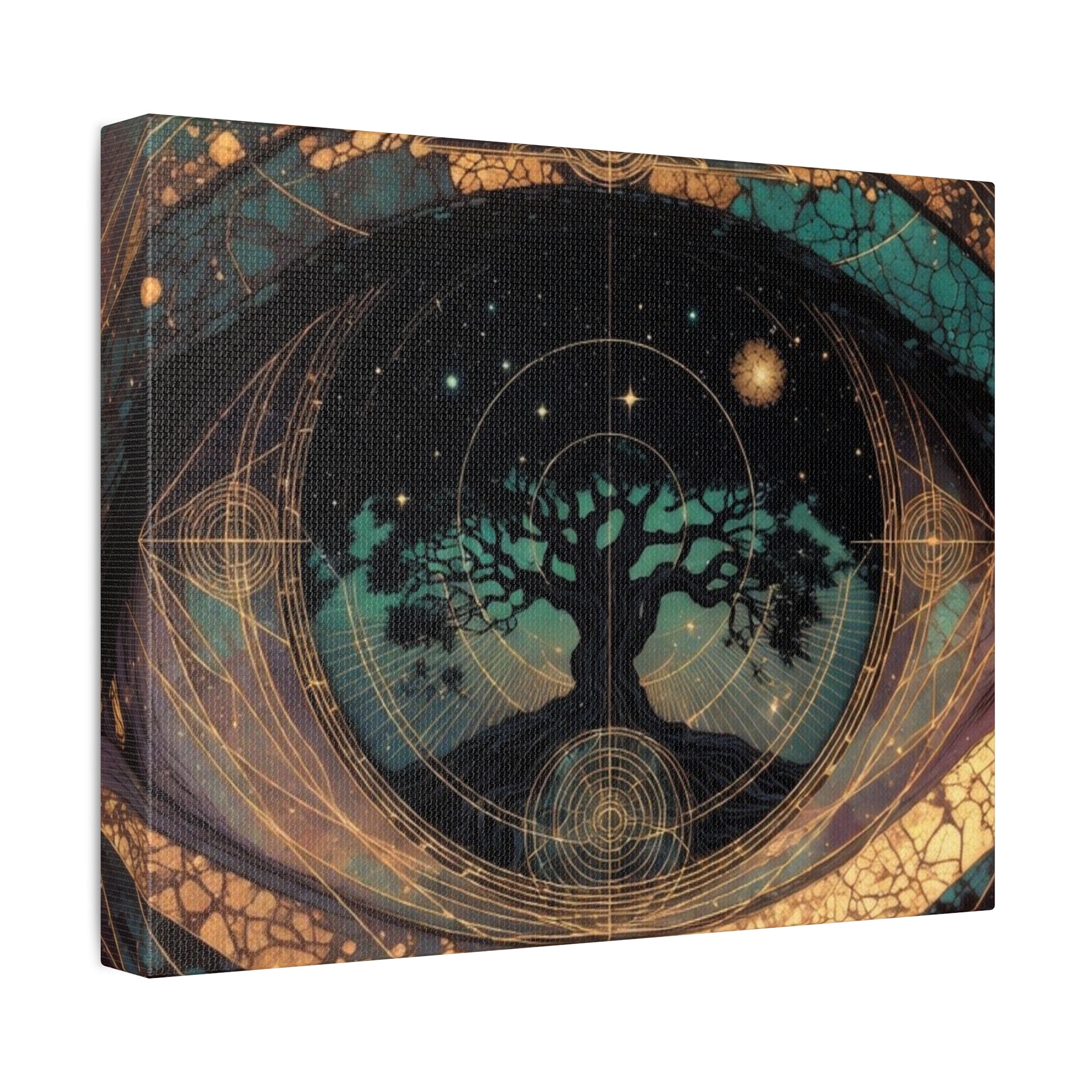 Mystic Tree of Life Stretched Canvas – Spiritual Cosmic Wall Art