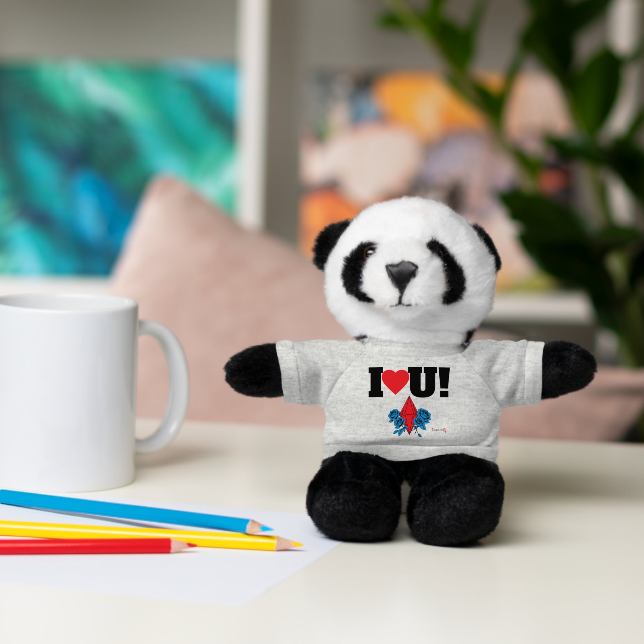 Plush Bear with Branded Tee – Red Diamond and Blue Roses Teddy