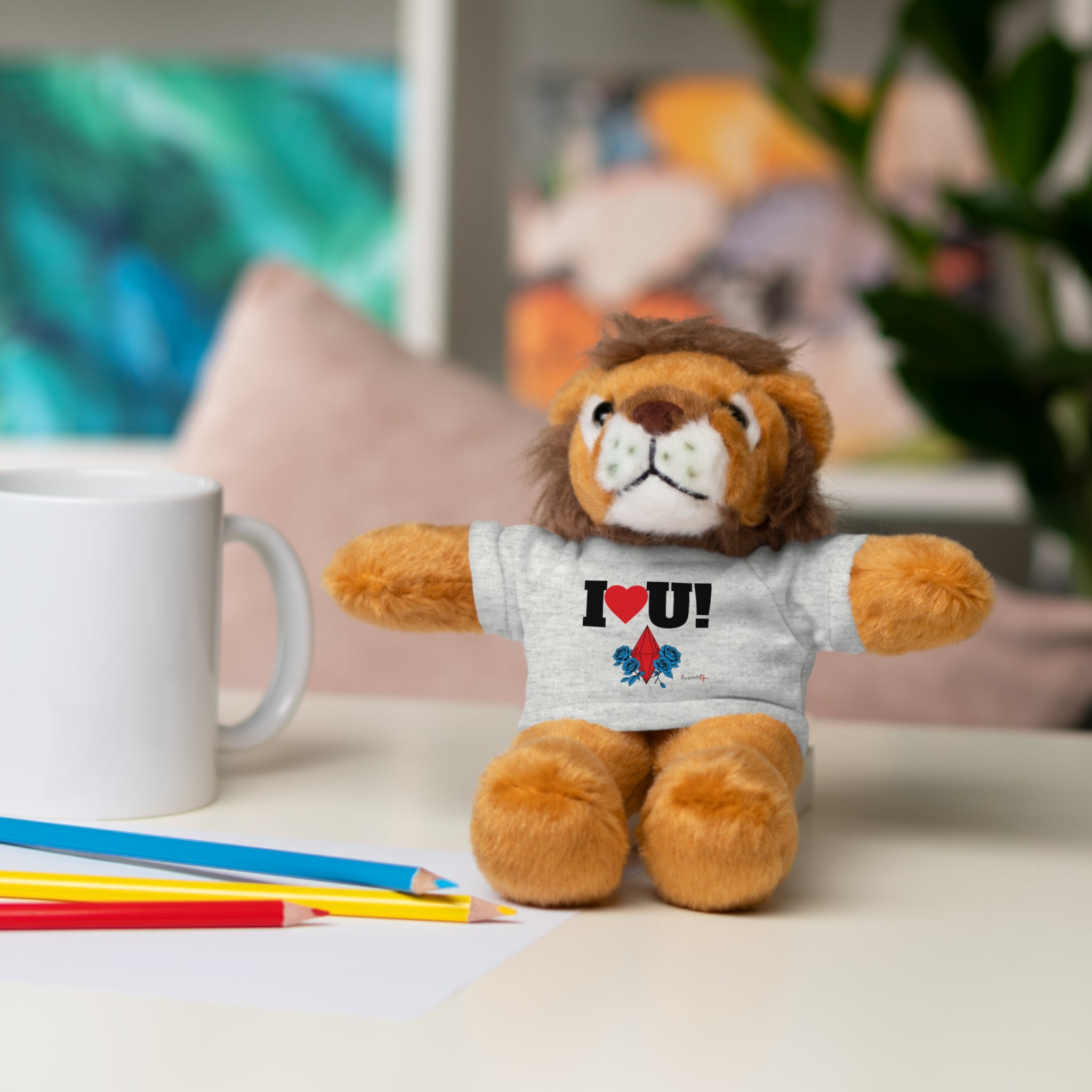Plush Bear with Branded Tee – Red Diamond and Blue Roses Teddy