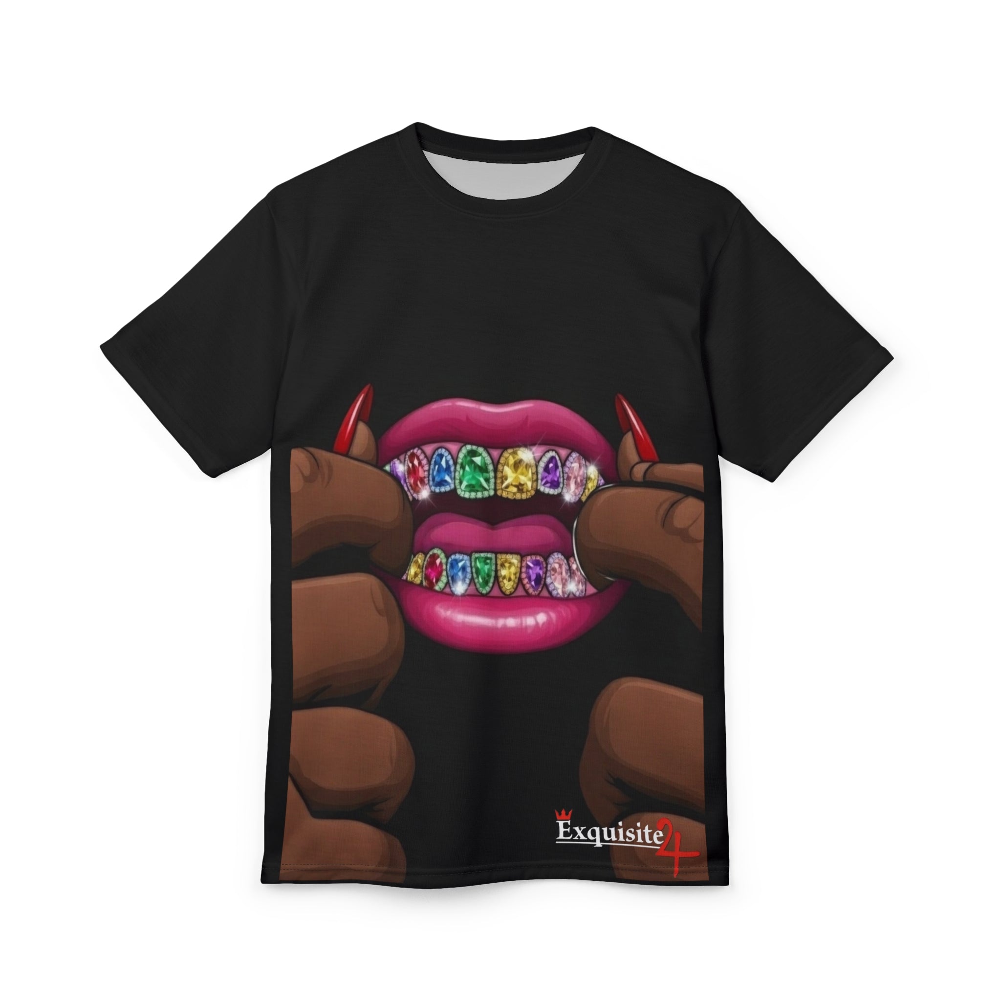 Rainbow Grillz Tee — Colorful Gemstone Grillz Graphic Tee