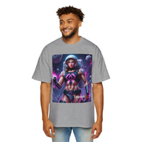 Astronaut Warrior Graphic Tee — Men's Sci‑Fi Space Gamer Oversized Shirt