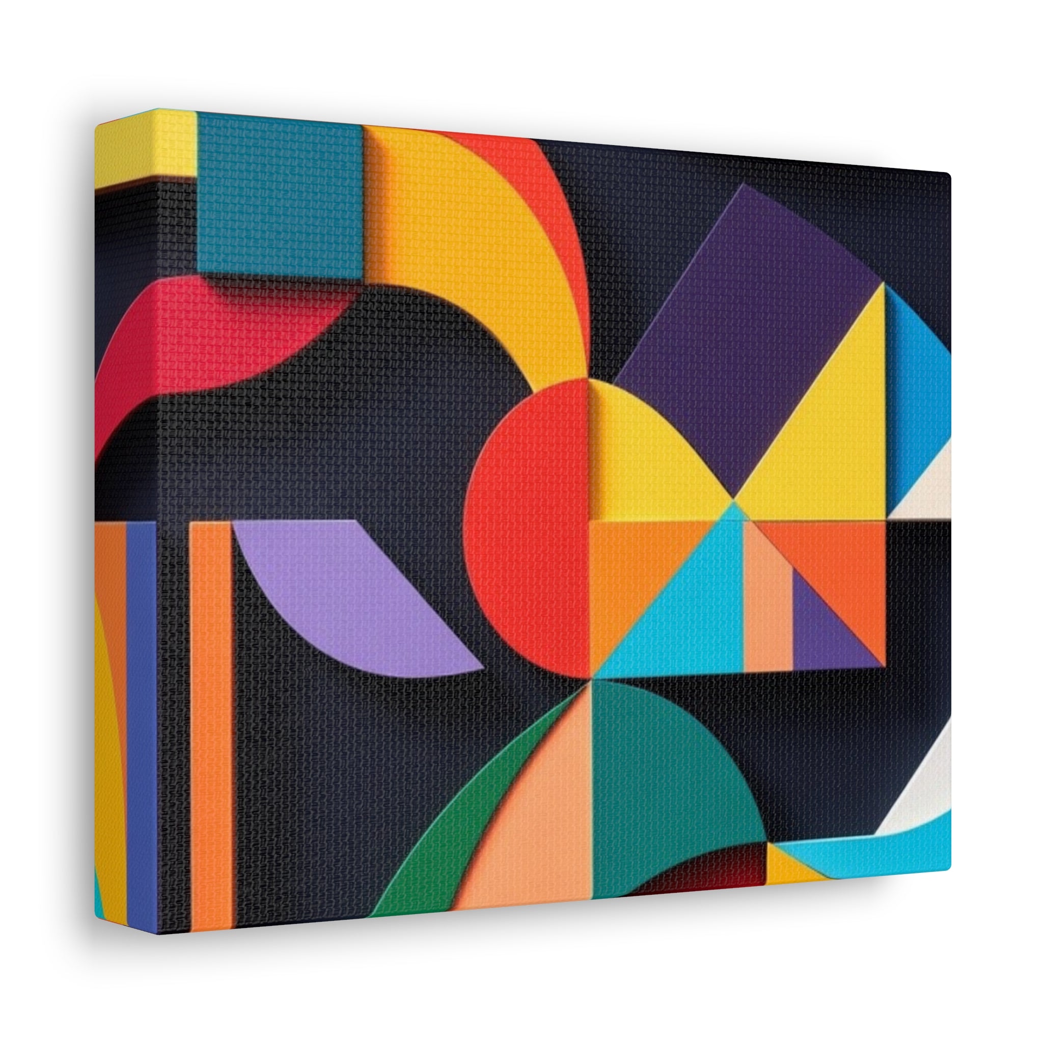 Abstract Geometric Stretched Canvas – Colorful Modern Wall Art
