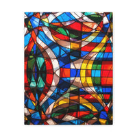 Stained Glass Abstract Stretched Canvas Print — Colorful Geometric Wall Art