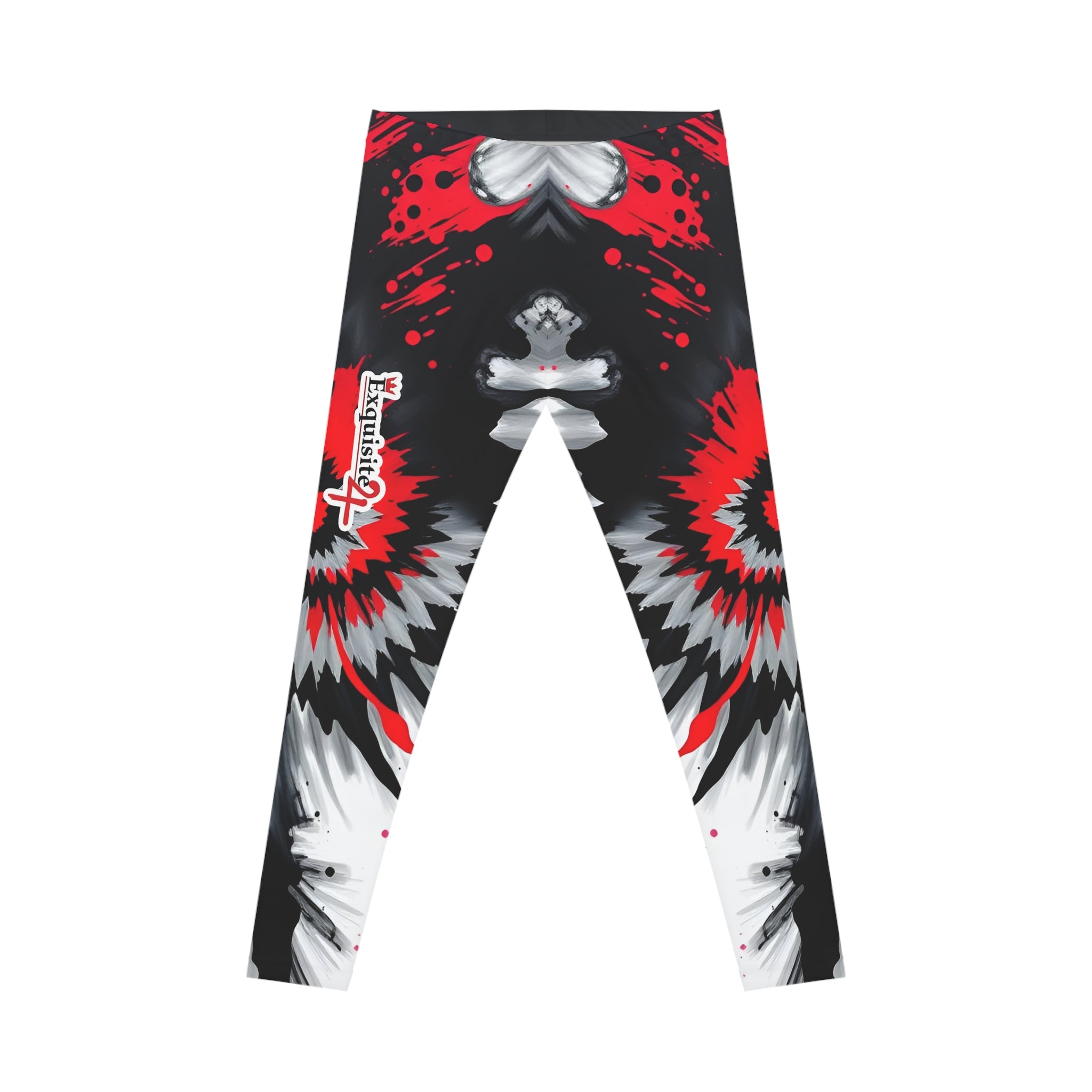 Women's Black, Red, and White Spiral Leggings