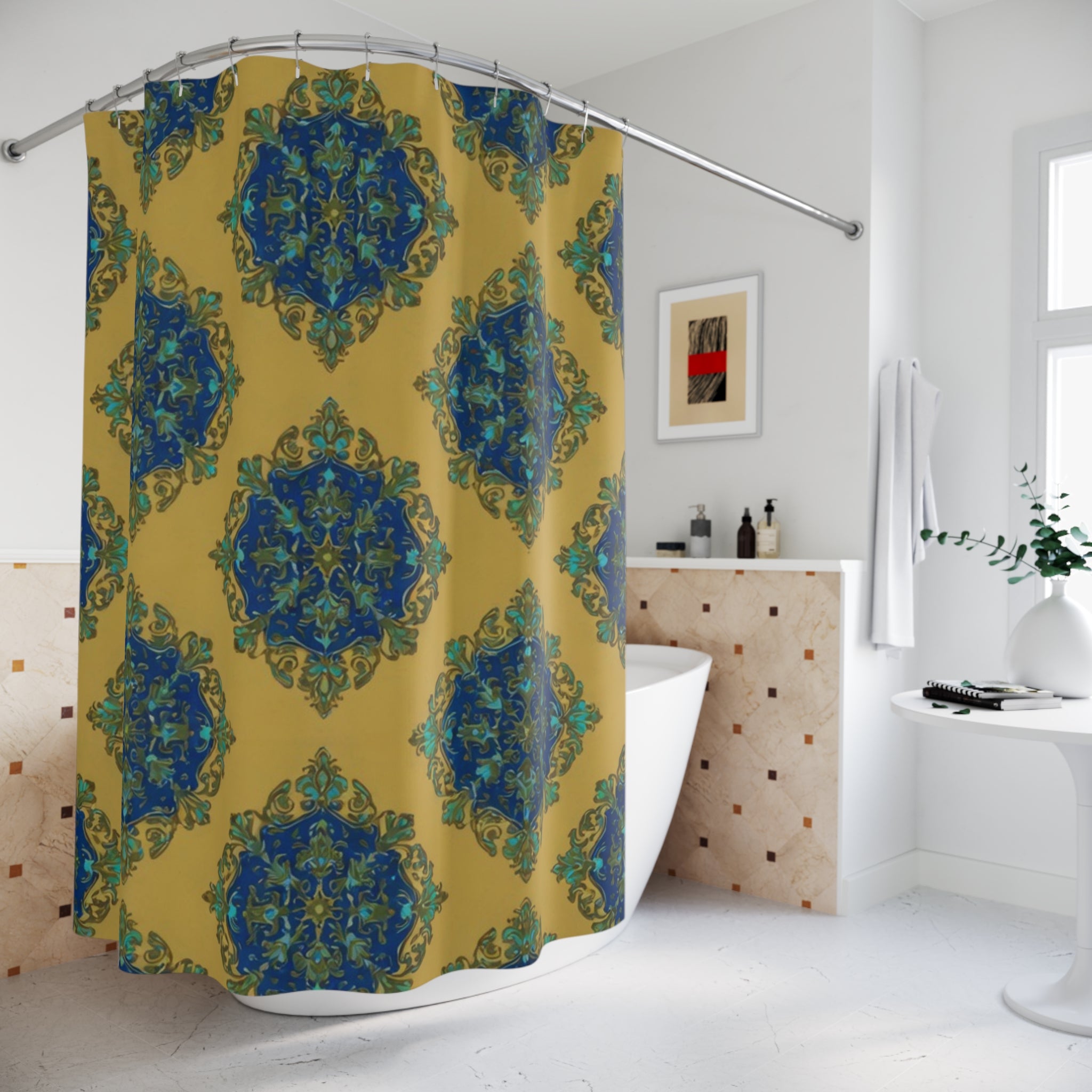 Bohemian Blue Medallion Shower Curtain