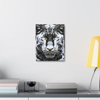 Leopard Portrait Stretched Canvas — Snow Leopard Wall Art with Yellow Eyes