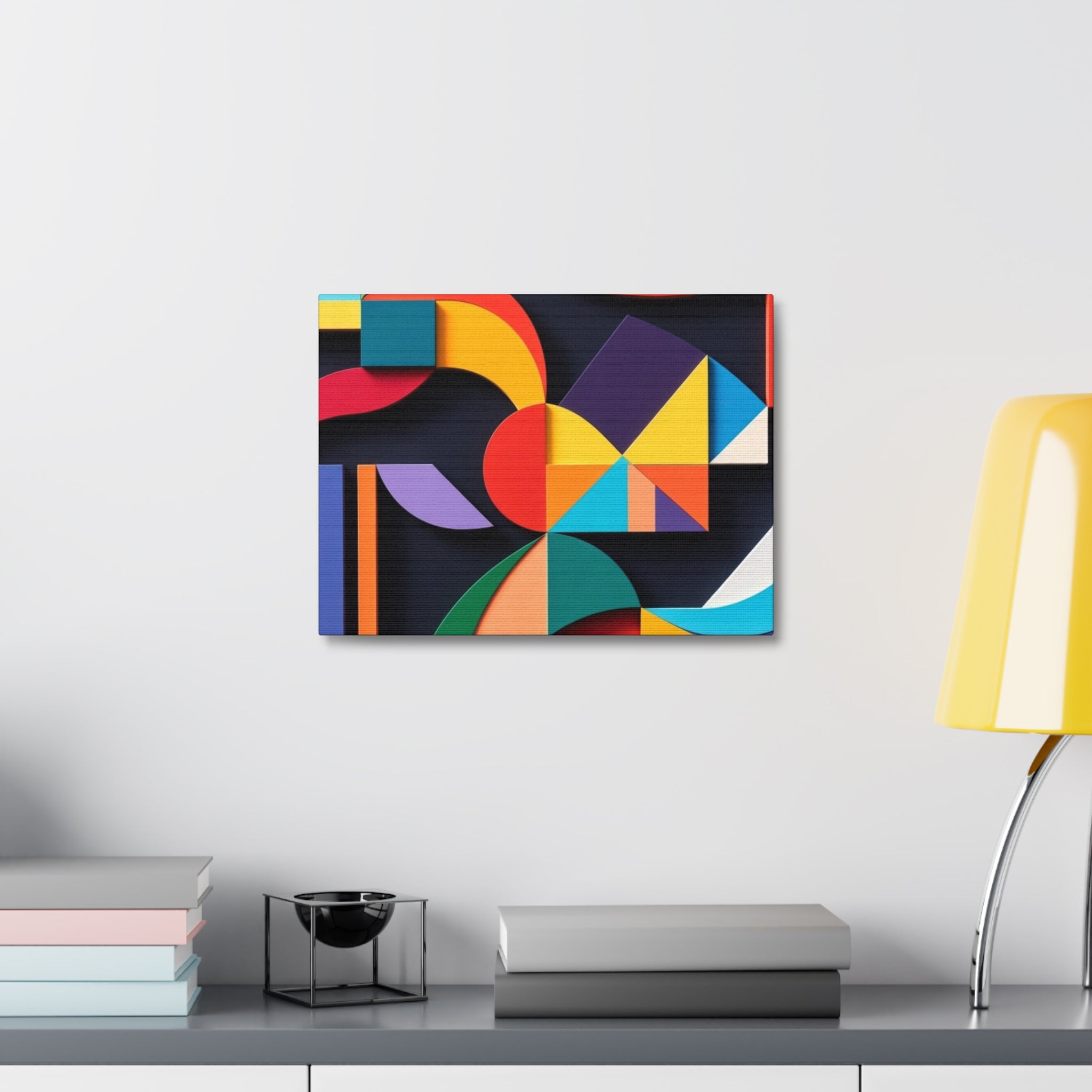 Abstract Geometric Stretched Canvas – Colorful Modern Wall Art