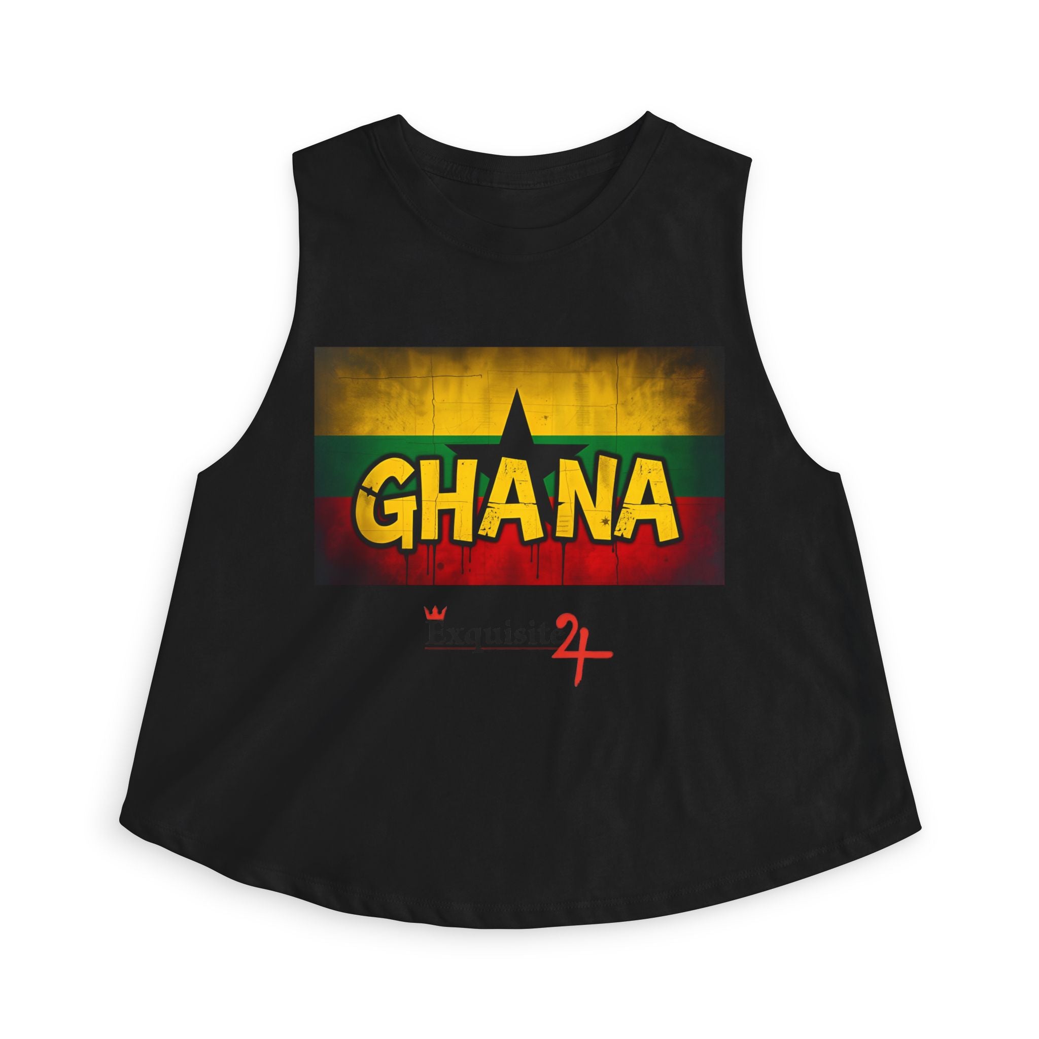 Ghana Flag Crop Top — Retro Rasta Graphic Women’s Tank