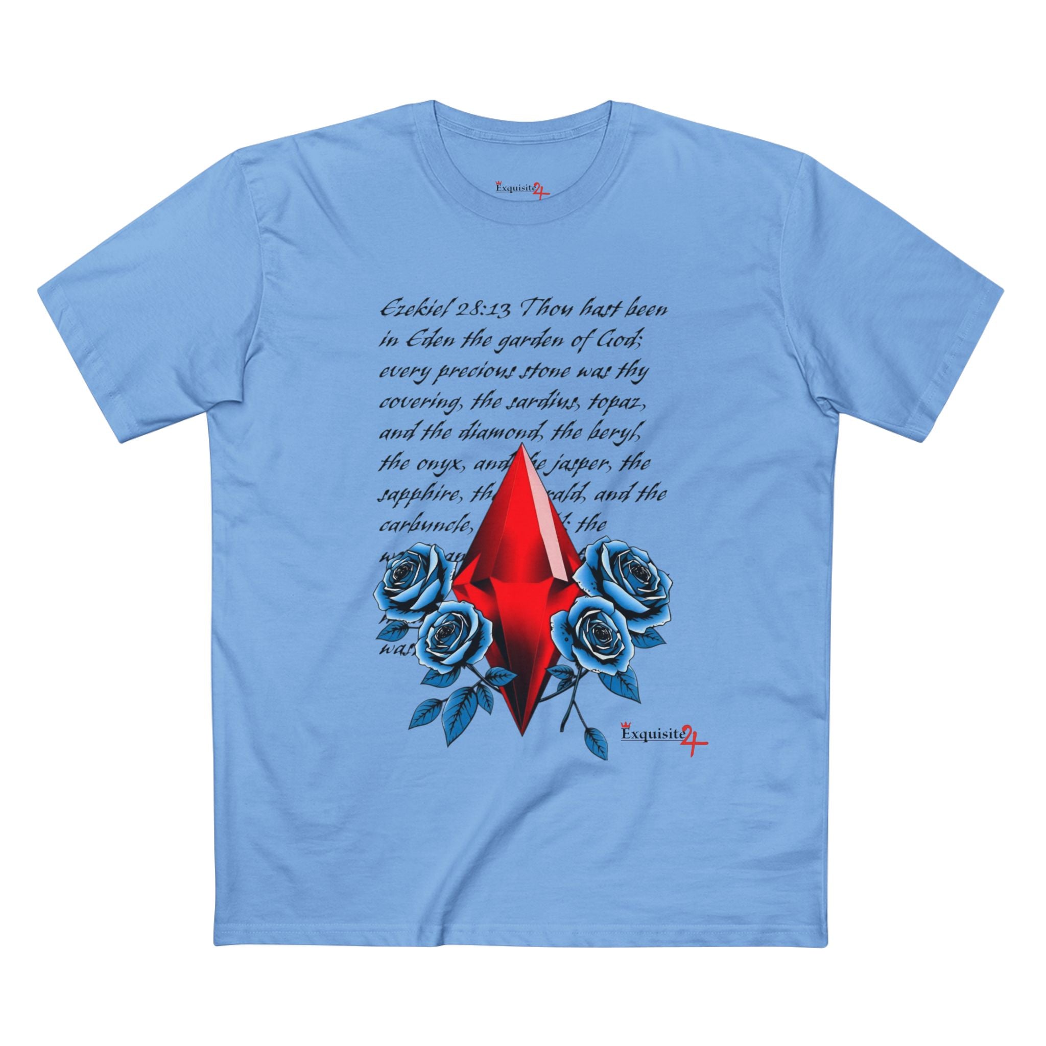 Ezekiel 28:13 Ruby Blue Roses Graphic Tee