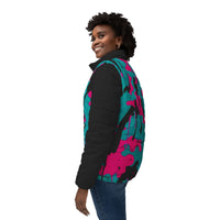 Women’s Pink and Teal Paint Splatter Puffer Jacket