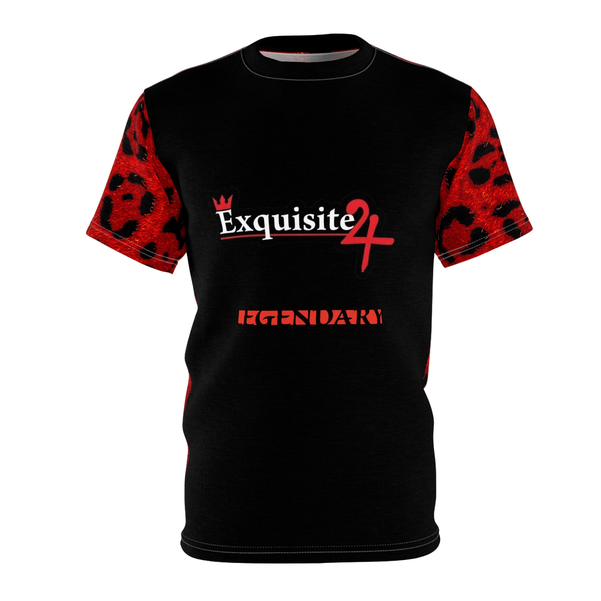Exquisite 24 Legendary Graphic Tee — Red Leopard Sleeve All-Over Print