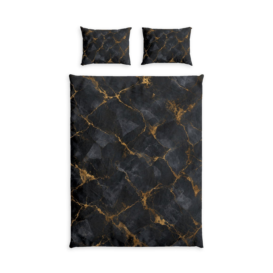 Black Gold Cotton Duvet Cover Set