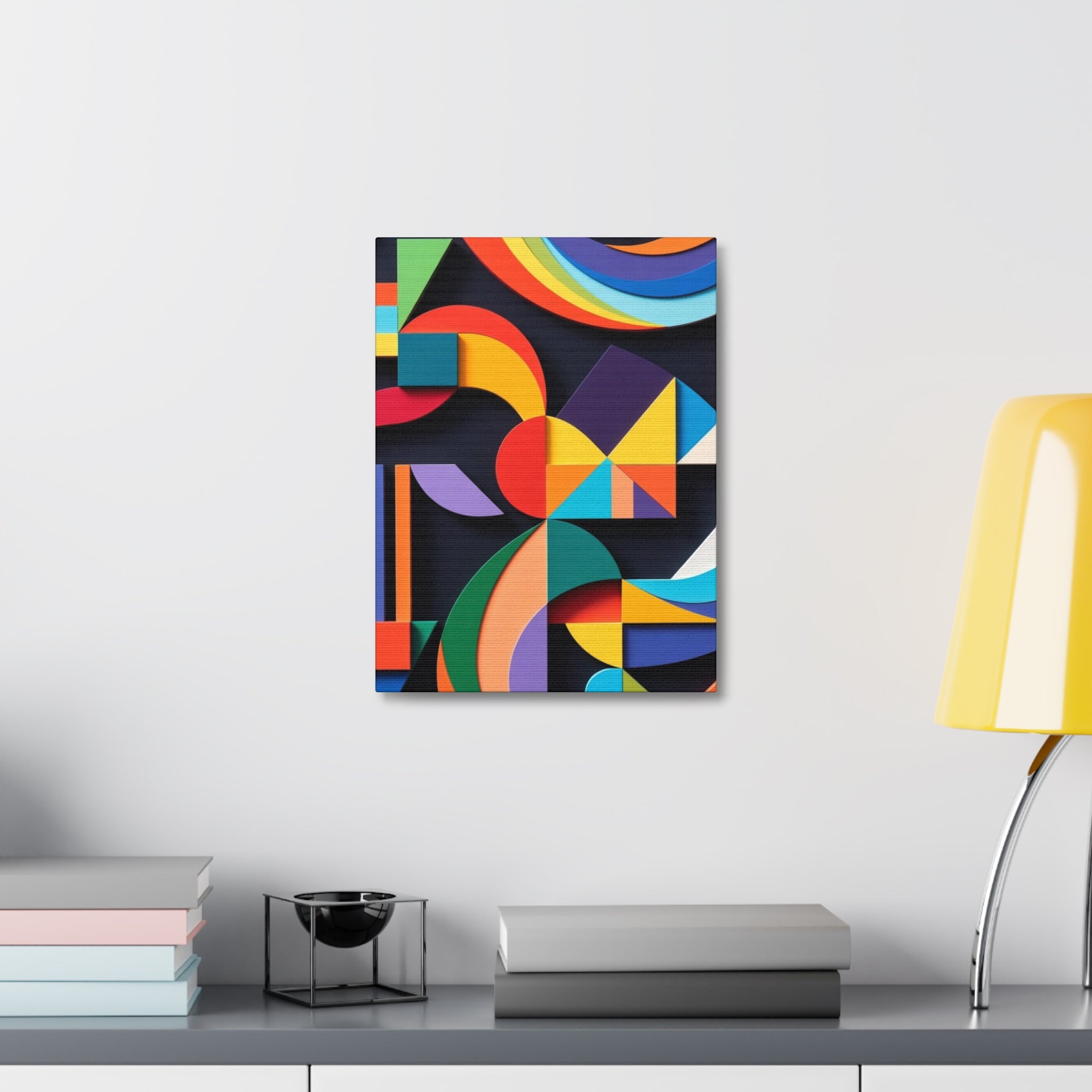 Abstract Geometric Stretched Canvas – Colorful Modern Wall Art