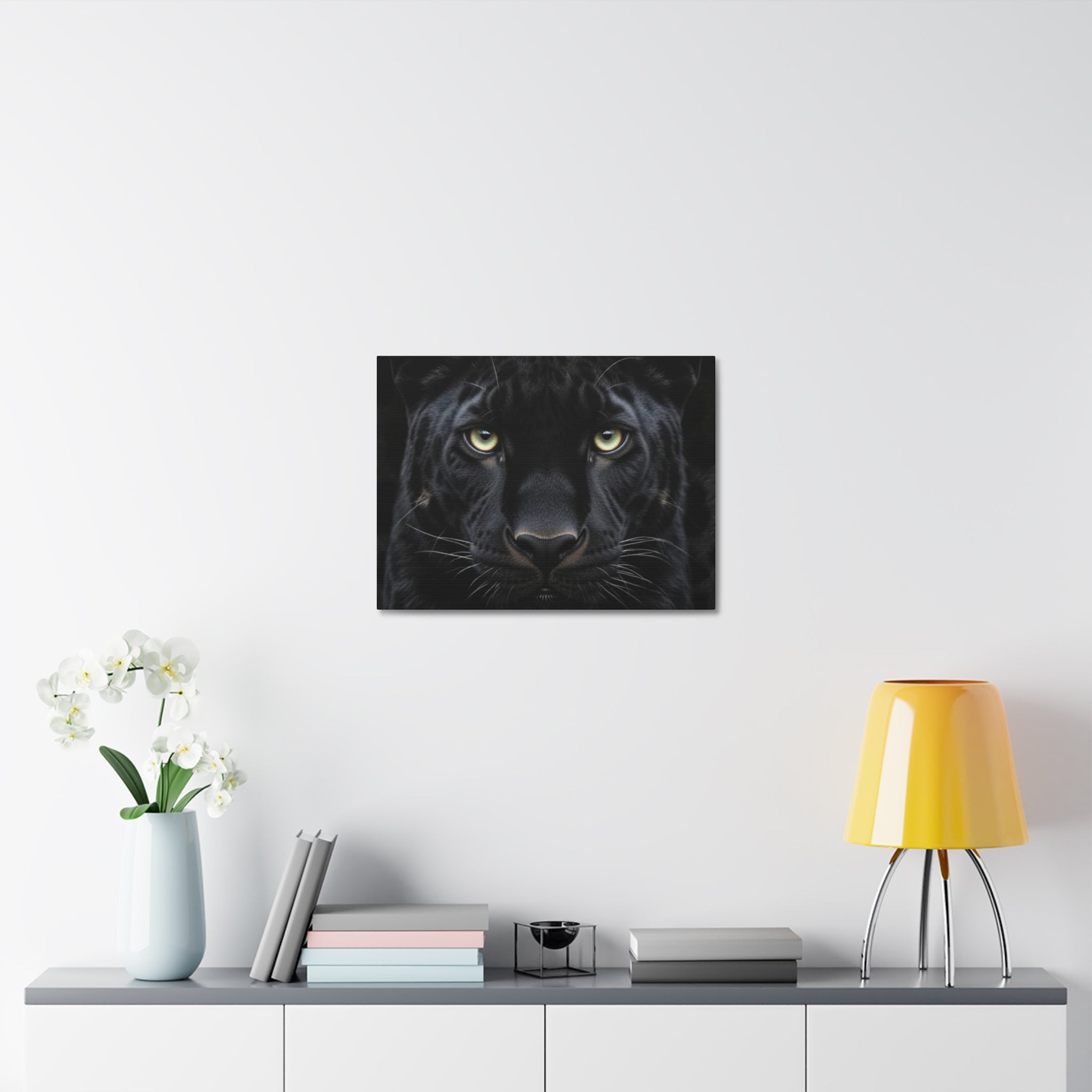 Black Panther Wall Canvas — Intense Close-Up Stretched Canvas Art